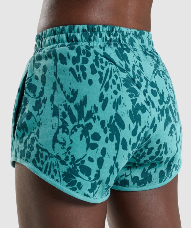 Gymshark Animal Graphic Women's Shorts Turquoise | UAE-98DFCW