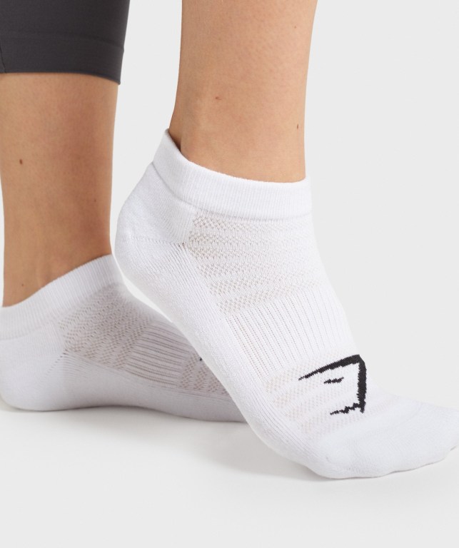 Gymshark Ankle 3pk Men's Socks White | UAE-07CNIY