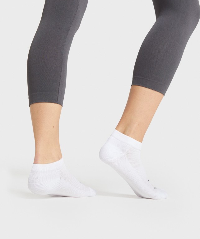 Gymshark Ankle 3pk Men's Socks White | UAE-07CNIY