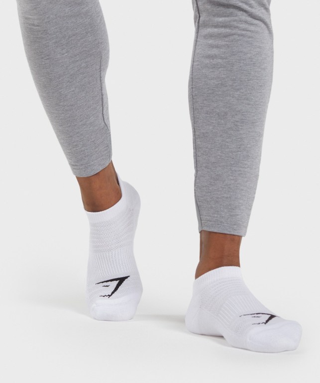 Gymshark Ankle 3pk Men\'s Socks White | UAE-07CNIY