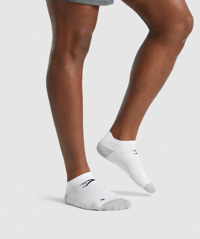 Gymshark Ankle Performance Men's Socks White | UAE-63PSBZ