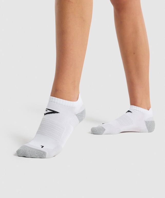 Gymshark Ankle Performance Men's Socks White | UAE-63PSBZ