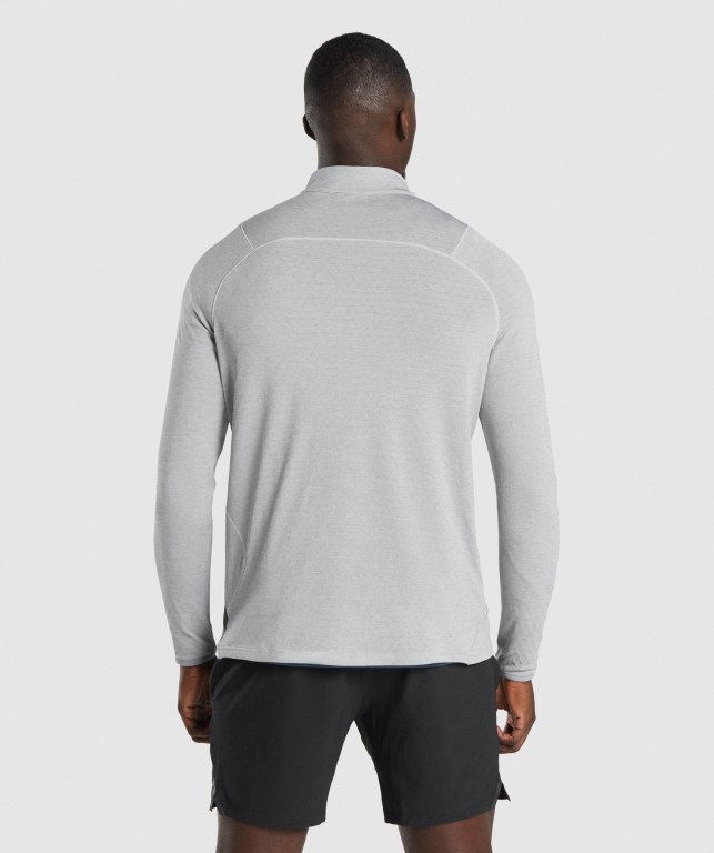 Gymshark Apex 1/4 Zip Men's Hoodies Light Grey | UAE-90ZFVE