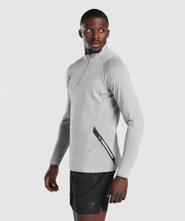 Gymshark Apex 1/4 Zip Men's Hoodies Light Grey | UAE-90ZFVE