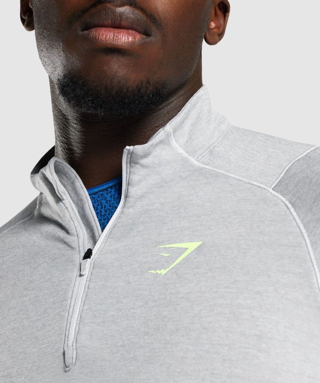 Gymshark Apex 1/4 Zip Men's Hoodies Light Grey | UAE-90ZFVE