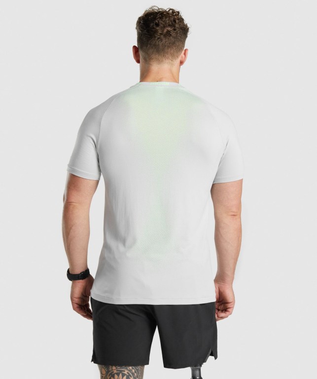 Gymshark Apex Contrast Seamless Men's T Shirts Light Grey | UAE-40GHJF