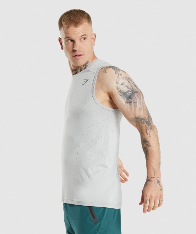 Gymshark Apex Men's Tank Tops Light Grey / Grey | UAE-84HTDF