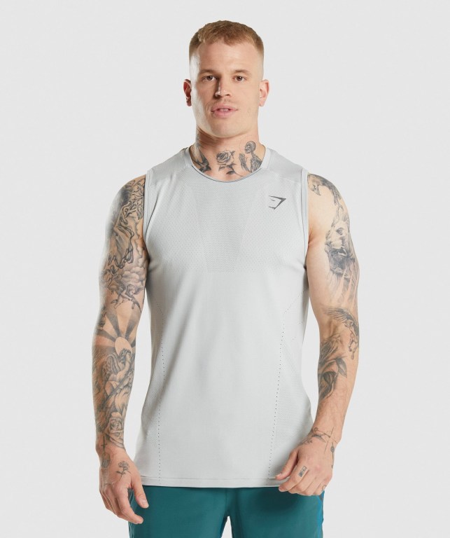 Gymshark Apex Men\'s Tank Tops Light Grey / Grey | UAE-84HTDF