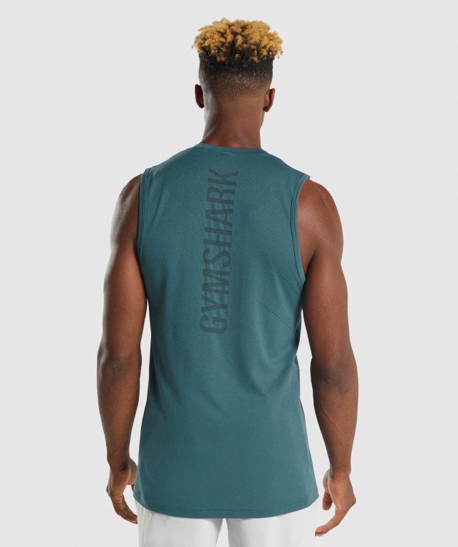 Gymshark Apex Men's Tank Tops Turquoise | UAE-13IGRQ