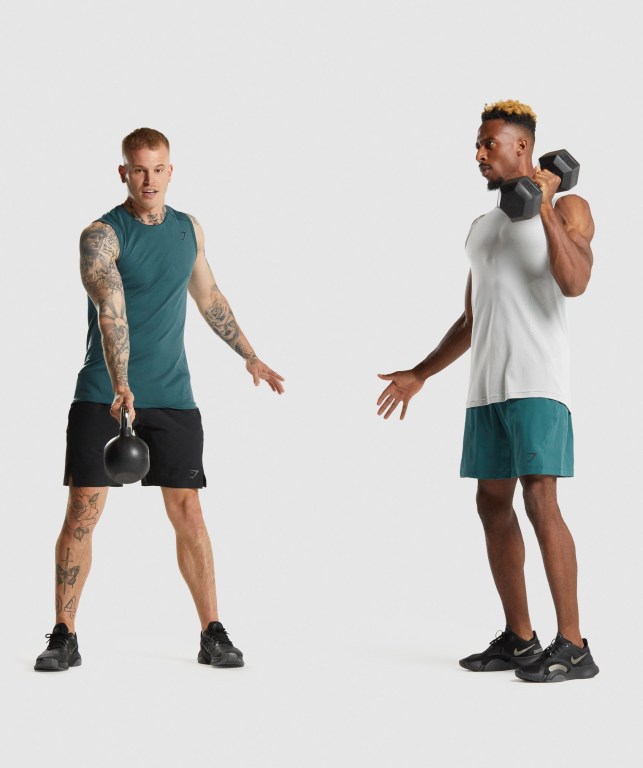 Gymshark Apex Men's Tank Tops Turquoise | UAE-13IGRQ