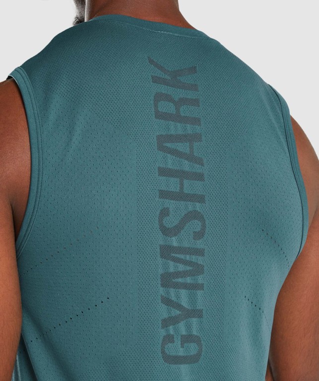 Gymshark Apex Men's Tank Tops Turquoise | UAE-13IGRQ