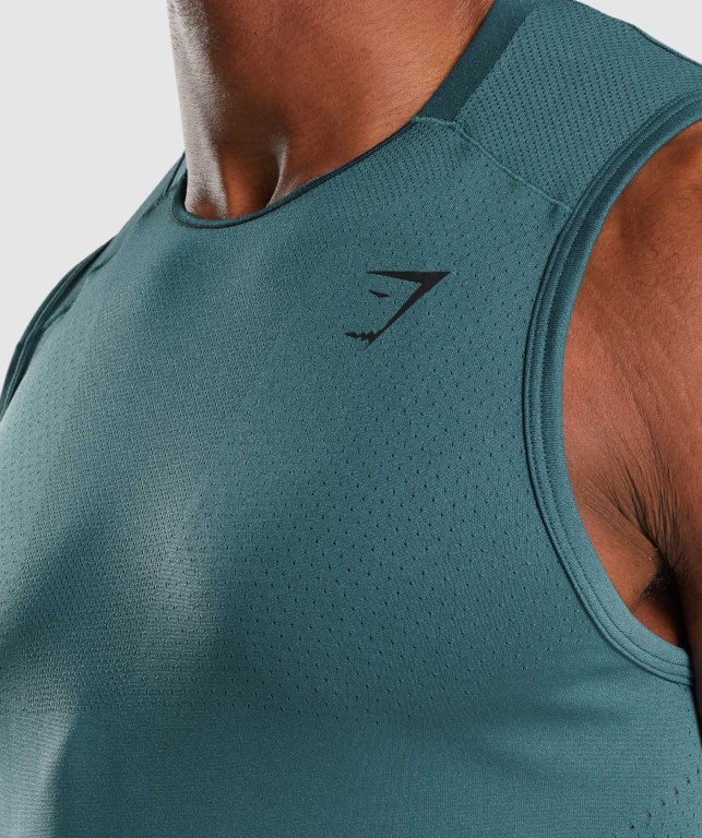 Gymshark Apex Men's Tank Tops Turquoise | UAE-13IGRQ