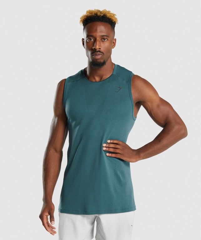 Gymshark Apex Men\'s Tank Tops Turquoise | UAE-13IGRQ