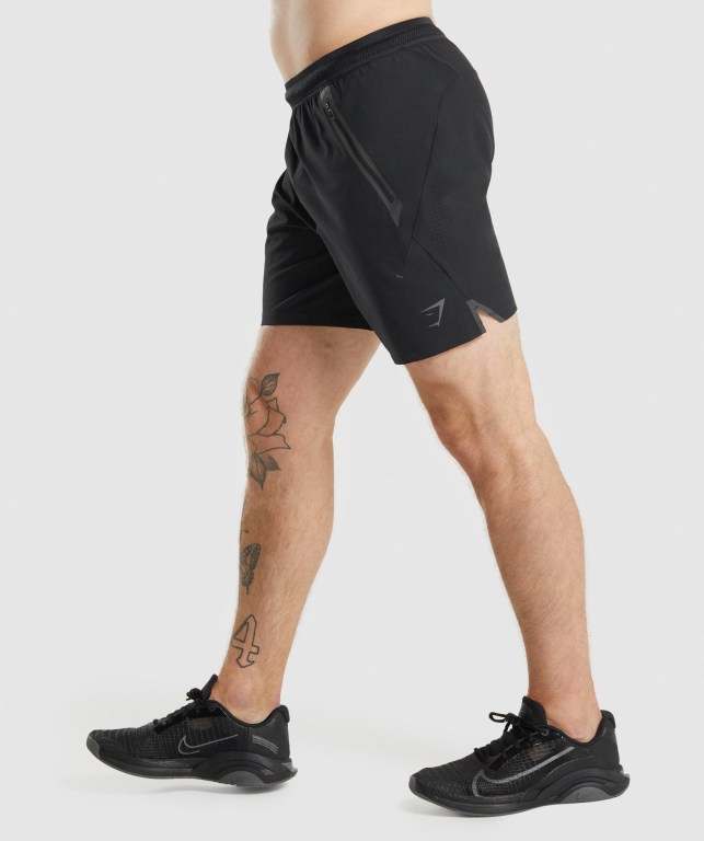 Gymshark Apex Perform Men's Shorts Black | UAE-04MUHE