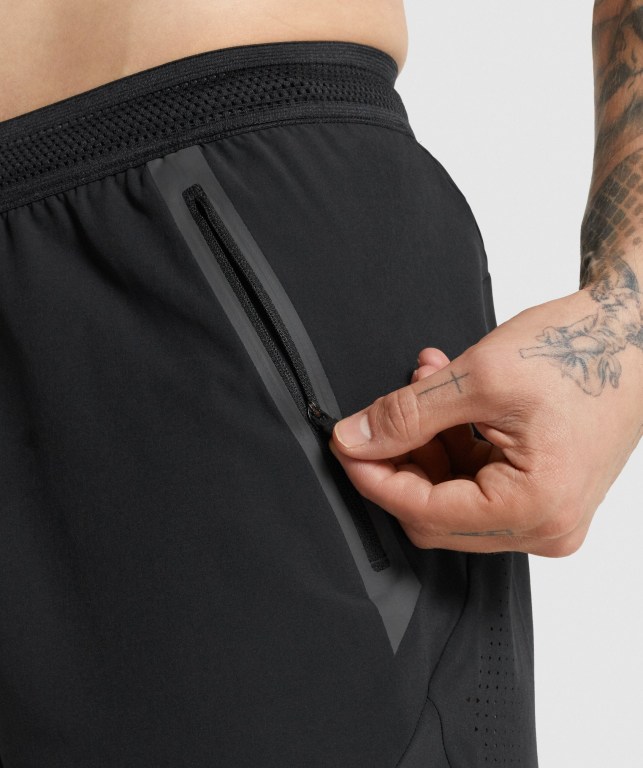 Gymshark Apex Perform Men's Shorts Black | UAE-04MUHE