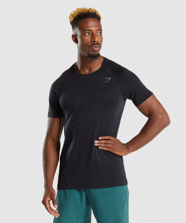 Gymshark Apex Perform Men\'s T Shirts Black | UAE-83MIHV