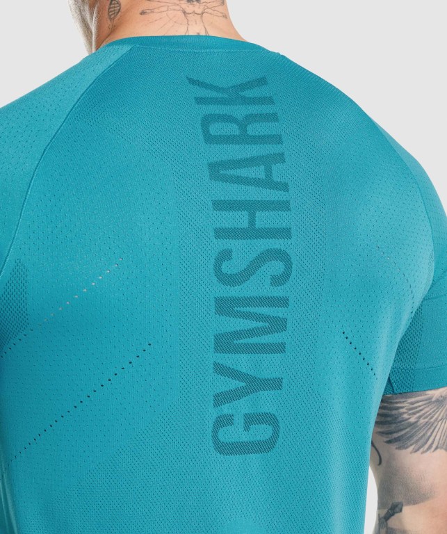 Gymshark Apex Perform Men's T Shirts Blue | UAE-89PUAL