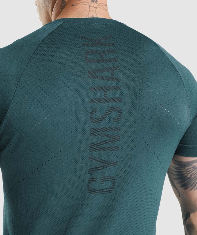 Gymshark Apex Perform Men's T Shirts Turquoise | UAE-50DRGZ