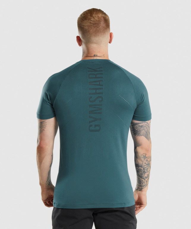 Gymshark Apex Perform Men's T Shirts Turquoise | UAE-50DRGZ