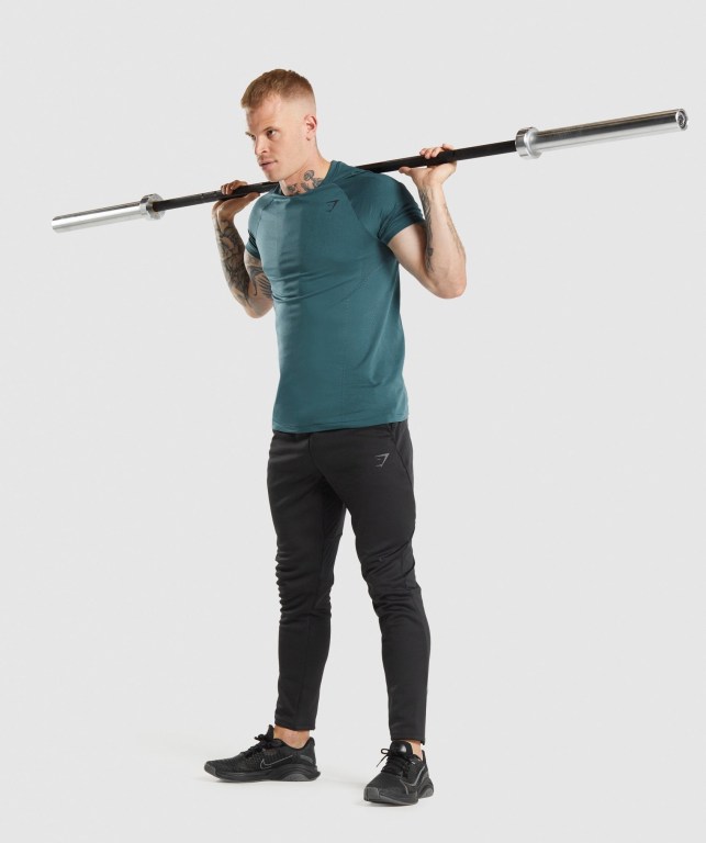 Gymshark Apex Perform Men's T Shirts Turquoise | UAE-50DRGZ