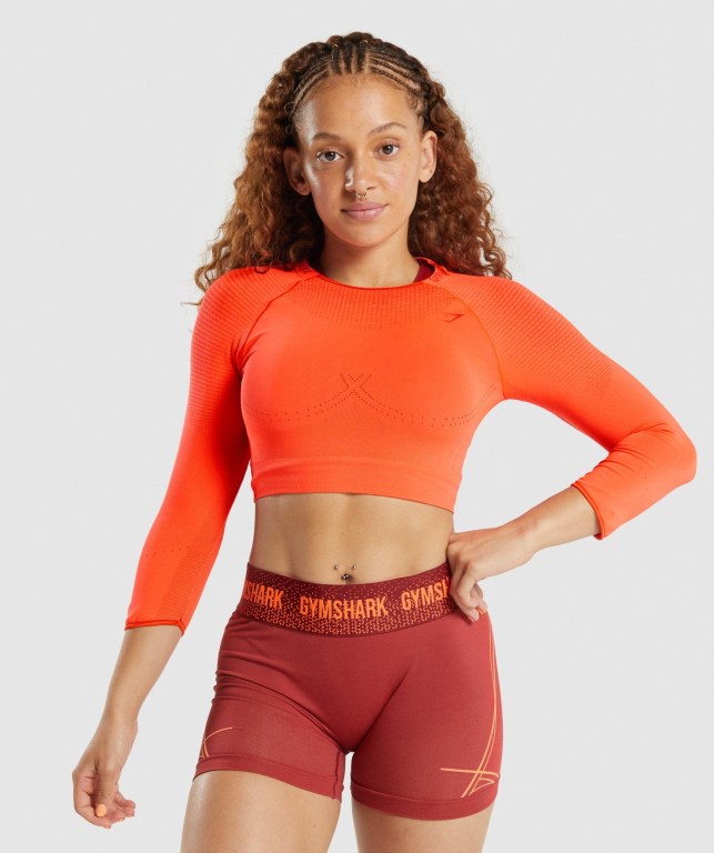 Gymshark Apex Seamless Crop Top Women\'s T Shirts Orange | UAE-06ZNRO