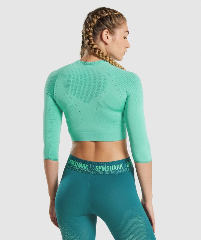 Gymshark Apex Seamless Crop Top Women's T Shirts Turquoise | UAE-20LBWT