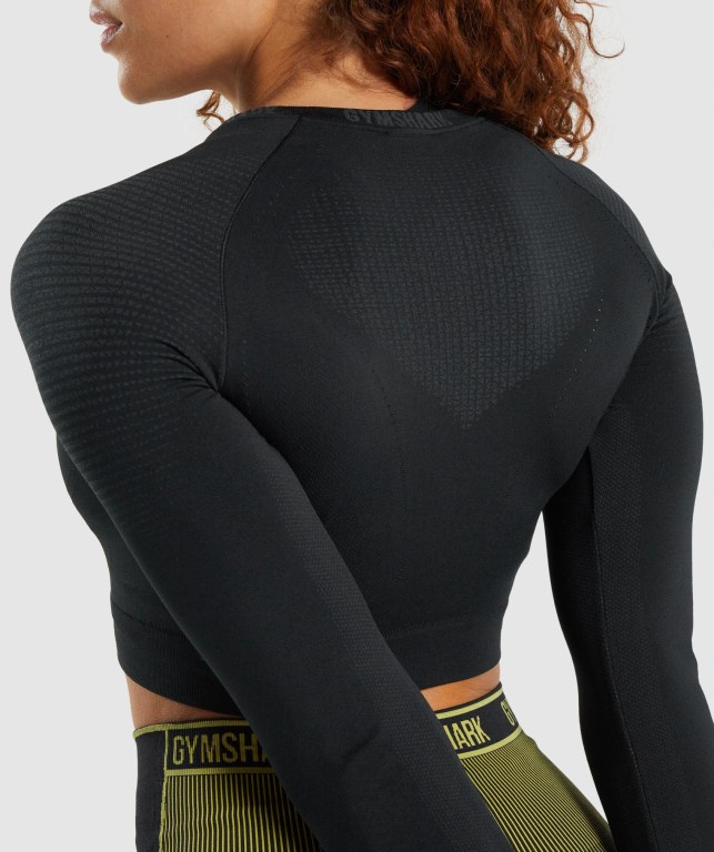 Gymshark Apex Seamless Crop Top Women's T Shirts Black | UAE-34QBAH