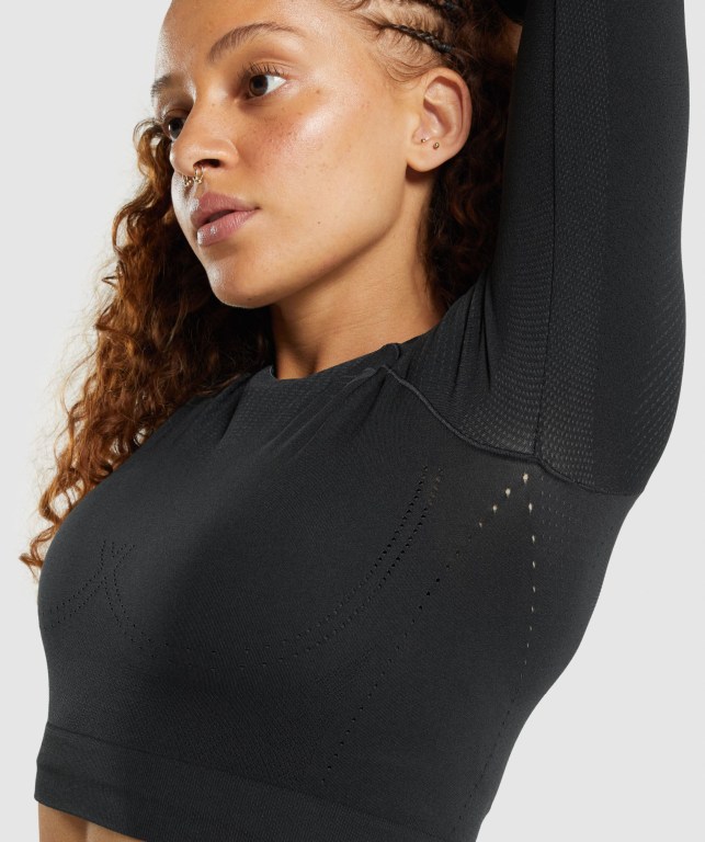 Gymshark Apex Seamless Crop Top Women's T Shirts Black | UAE-34QBAH