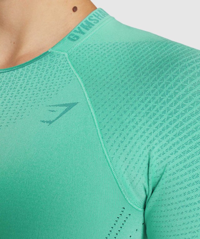 Gymshark Apex Seamless Crop Top Women's Sweatshirts Turquoise | UAE-46SJMT