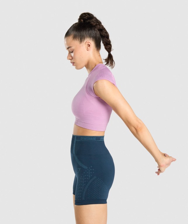 Gymshark Apex Seamless Crop Top Women's Sweatshirts Purple / Light Purple | UAE-60SLUB