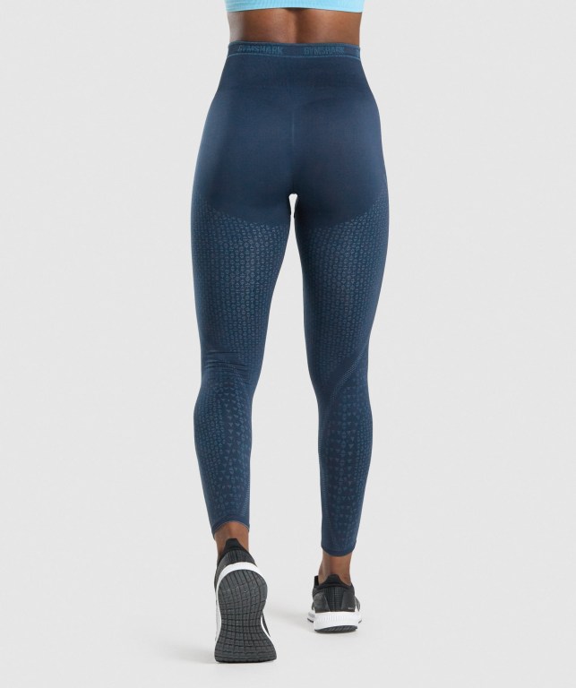 Gymshark Apex Seamless High Waisted Women's Leggings Navy / Light Blue | UAE-06JTIY