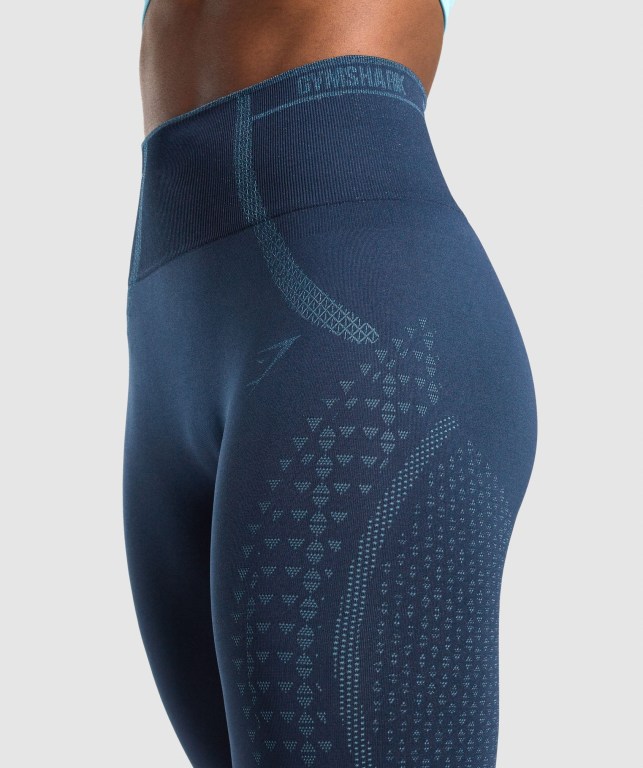 Gymshark Apex Seamless High Waisted Women's Leggings Navy / Light Blue | UAE-06JTIY