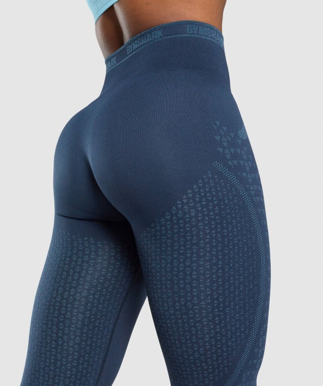 Gymshark Apex Seamless High Waisted Women's Leggings Navy / Light Blue | UAE-06JTIY