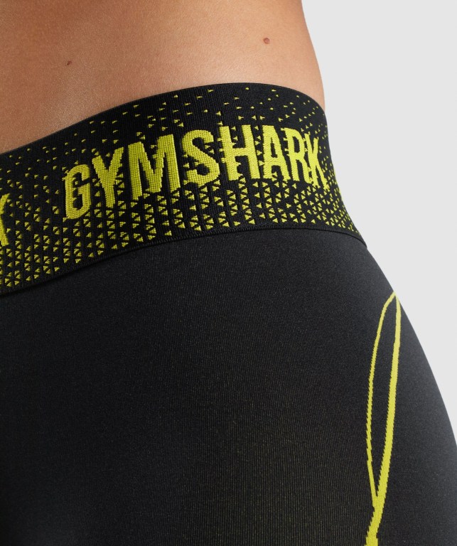 Gymshark Apex Seamless Low Rise Women's Shorts Black / Yellow | UAE-41WYXC