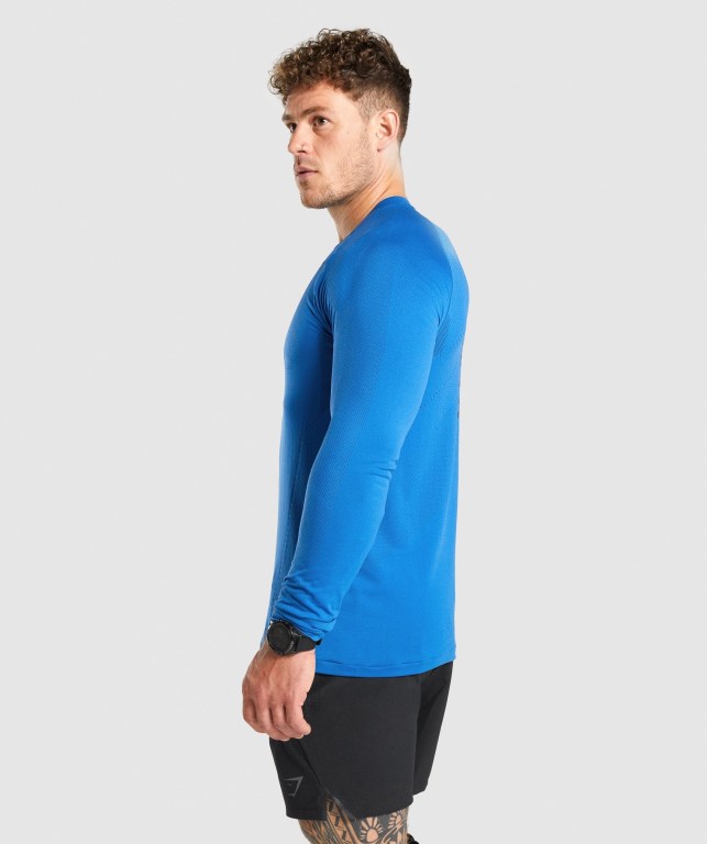 Gymshark Apex Seamless Men's T Shirts Blue | UAE-13FDWX