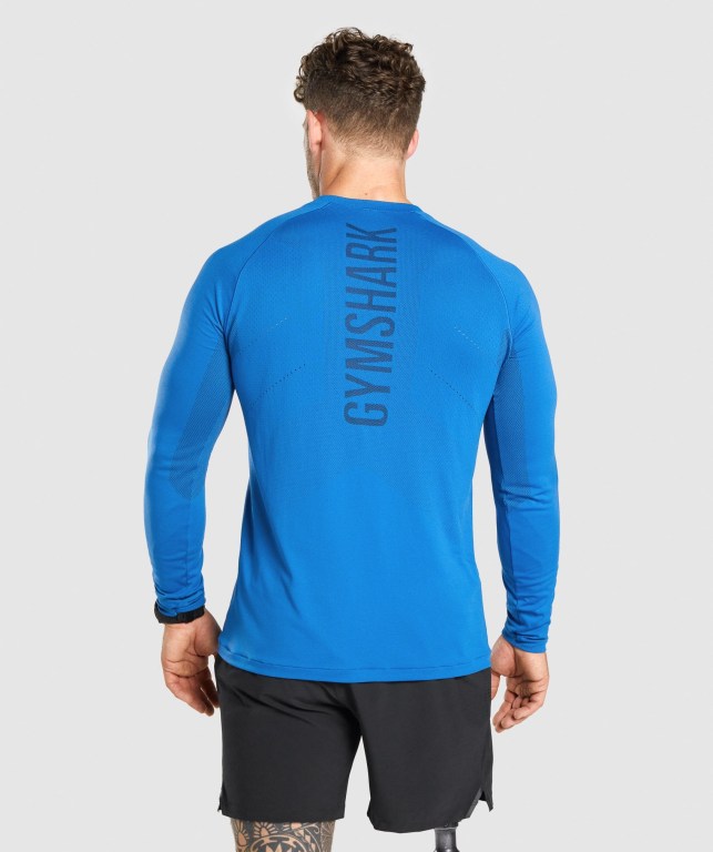 Gymshark Apex Seamless Men's T Shirts Blue | UAE-13FDWX