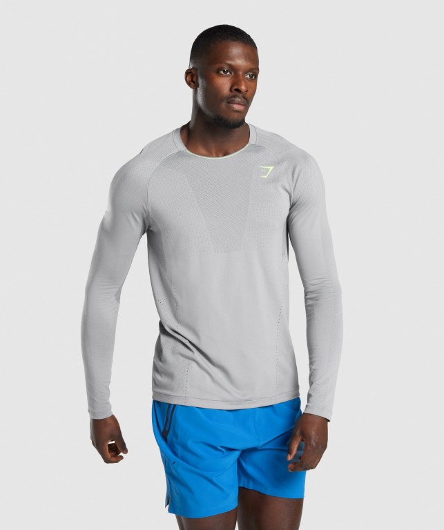 Gymshark Apex Seamless Men\'s T Shirts Grey | UAE-81EATW