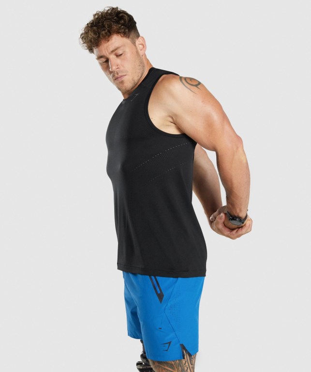 Gymshark Apex Seamless Men's Tank Tops Black | UAE-34YPOH