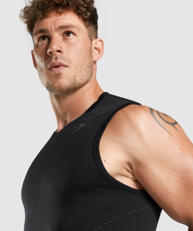 Gymshark Apex Seamless Men's Tank Tops Black | UAE-34YPOH