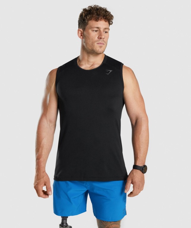 Gymshark Apex Seamless Men\'s Tank Tops Black | UAE-34YPOH