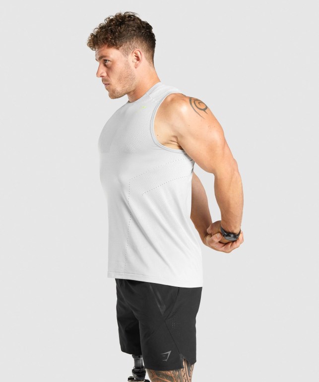 Gymshark Apex Seamless Men's Tank Tops Light Grey | UAE-60XJWM