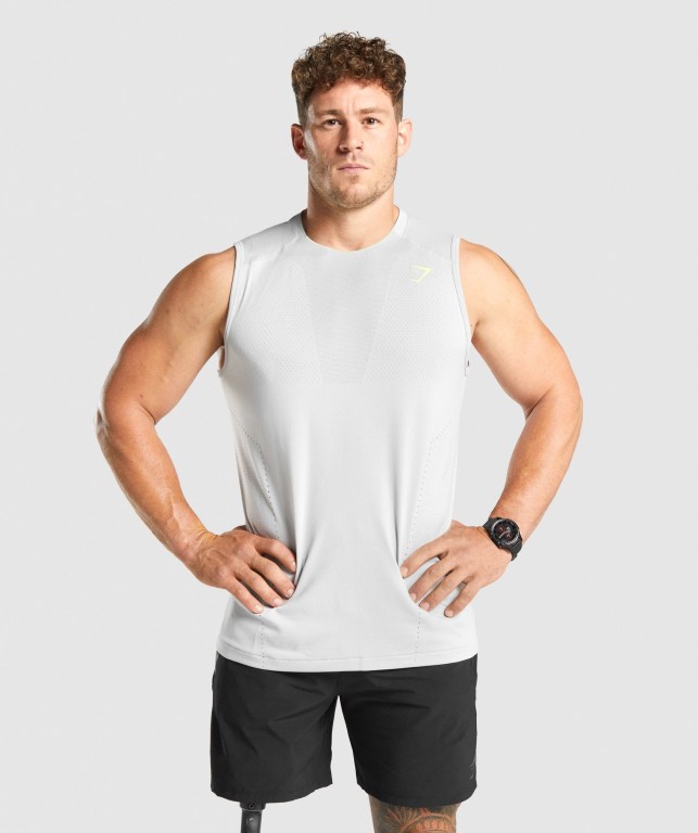 Gymshark Apex Seamless Men\'s Tank Tops Light Grey | UAE-60XJWM