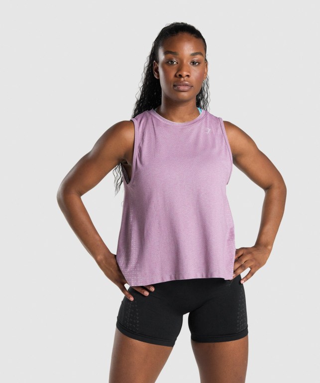 Gymshark Apex Seamless Open Back Women's Tank Tops Light Purple | UAE-09JNQM