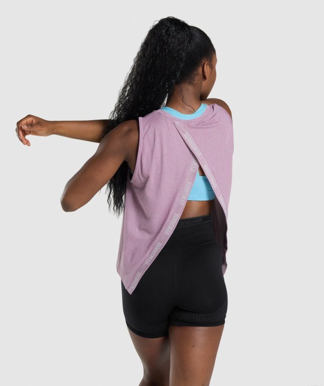 Gymshark Apex Seamless Open Back Women's Tank Tops Light Purple | UAE-09JNQM