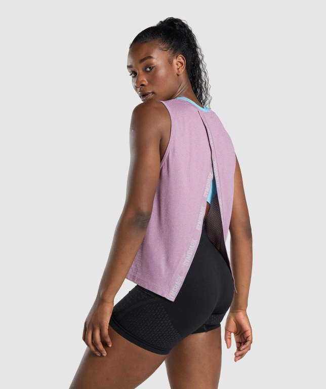 Gymshark Apex Seamless Open Back Women\'s Tank Tops Light Purple | UAE-09JNQM