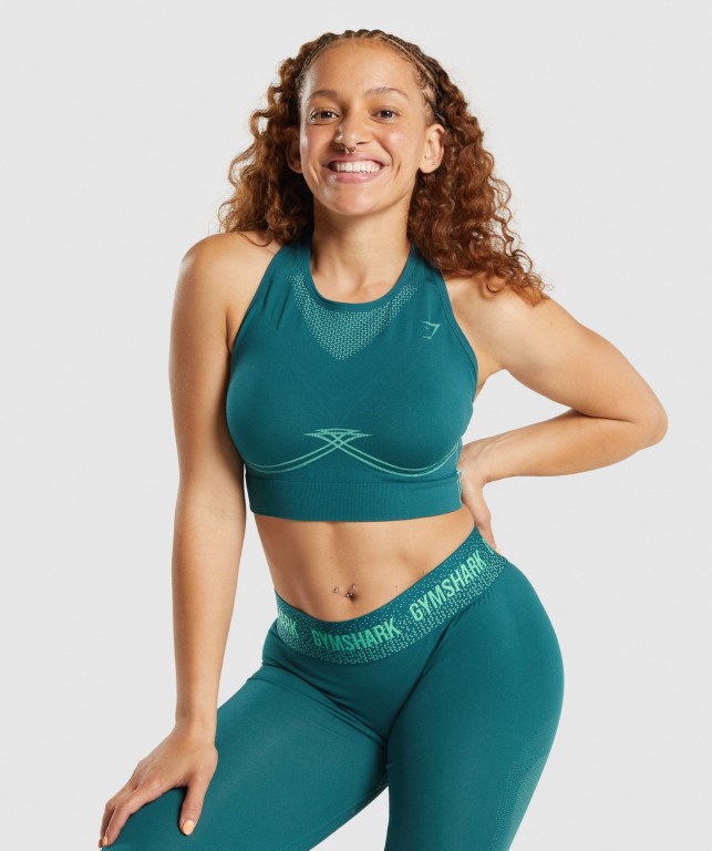 Gymshark Apex Seamless Women\'s Sports Bra Turquoise | UAE-46UOCW