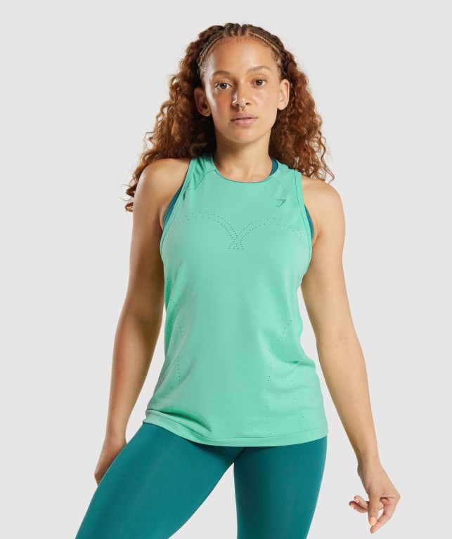 Gymshark Apex Seamless Women\'s Tank Tops Turquoise | UAE-09NDPA