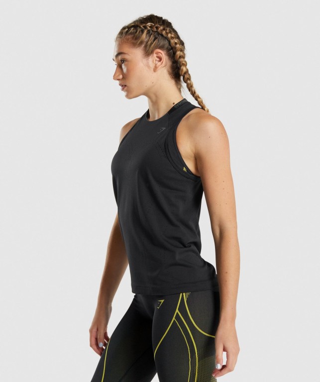 Gymshark Apex Seamless Women's Tank Tops Black | UAE-29UQES