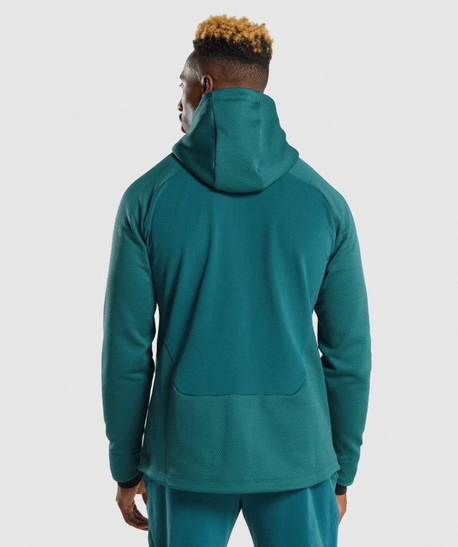 Gymshark Apex Zip Men's Hoodies Turquoise | UAE-62XYER