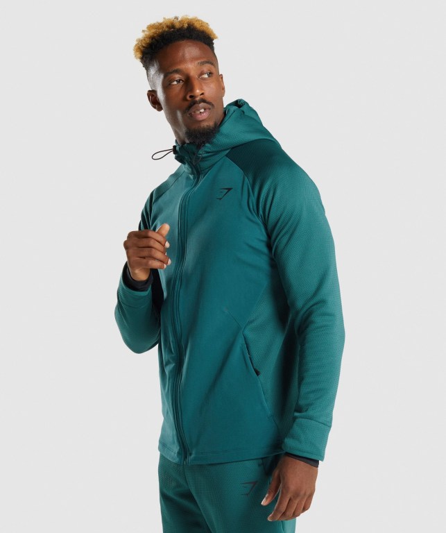 Gymshark Apex Zip Men's Hoodies Turquoise | UAE-62XYER